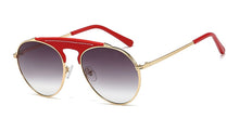 Load image into Gallery viewer, 48086 Round Pilot Leather Trim Sunglasses Men Women Shades UV400 Vintage Glasses