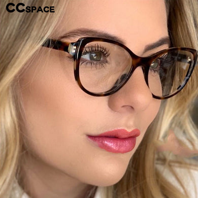 48096 Plastic Titanium Glasses Frames Built-in Metal Legs Cat Eye Simple Ultralight Men Women Optical Computer Glasses