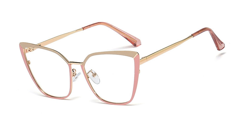 48104 Cat Eye Retro Anti Blue Light Metal Glasses Frames Men Women Optical Computer Glasses