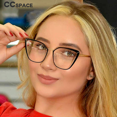 48104 Cat Eye Retro Anti Blue Light Metal Glasses Frames Men Women Optical Computer Glasses