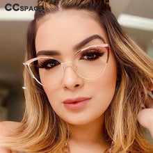 Load image into Gallery viewer, 48129 Cat Eye Splice Anti Blue Light Metal Glasses Frames Women Optical Computer Glasses