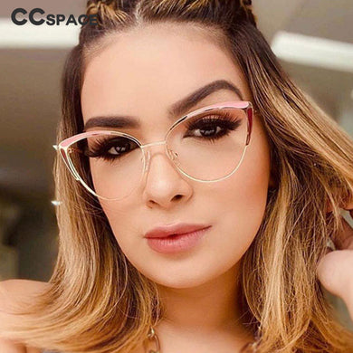 48129 Cat Eye Splice Anti Blue Light Metal Glasses Frames Women Optical Computer Glasses