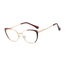 Load image into Gallery viewer, 48129 Cat Eye Splice Anti Blue Light Metal Glasses Frames Women Optical Computer Glasses