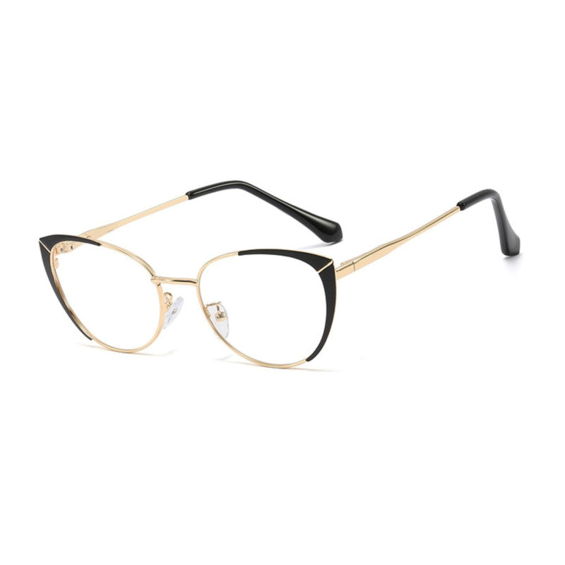 48129 Cat Eye Splice Anti Blue Light Metal Glasses Frames Women Optical Computer Glasses