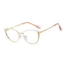 Load image into Gallery viewer, 48129 Cat Eye Splice Anti Blue Light Metal Glasses Frames Women Optical Computer Glasses