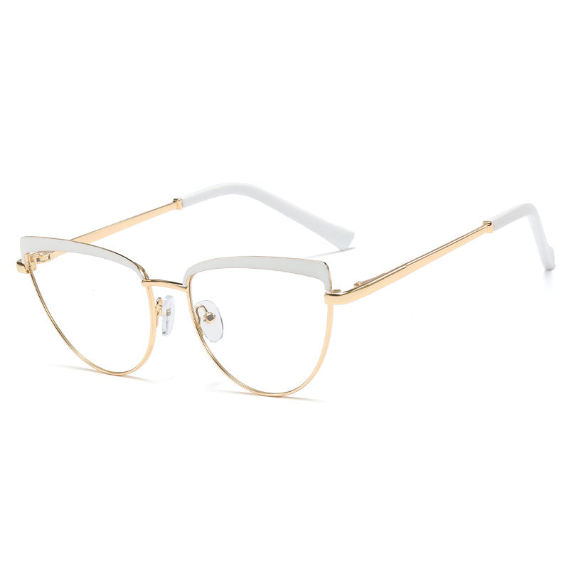 48158 Cat Eye Metal Glasses Frames Blue Light Filter Retro Women Optical Computer Glasses
