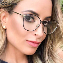 Load image into Gallery viewer, 48181 Cat Eye Diamond Anti-Blue Light Metal Glasses Frames Men Women Optical Computer Glasses