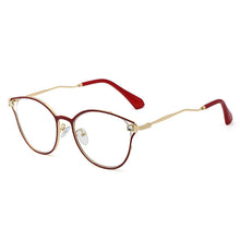 Load image into Gallery viewer, 48181 Cat Eye Diamond Anti-Blue Light Metal Glasses Frames Men Women Optical Computer Glasses