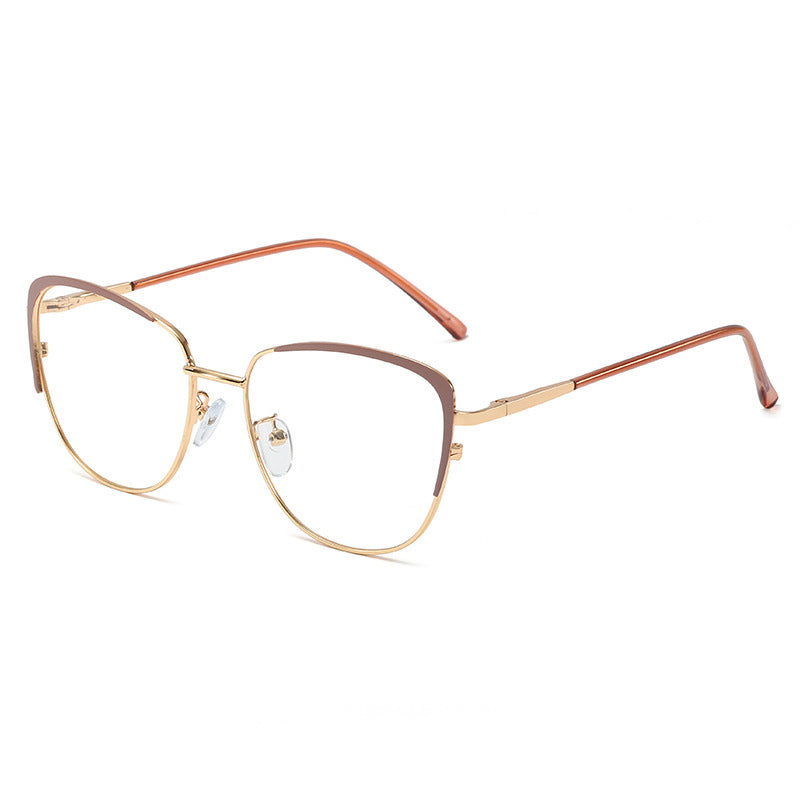 48183 Cat Eye Retro Anti-blue light Metal Glasses Frames Men Women Optical Computer EyeGlasses