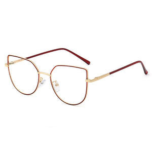 48186 Cat Eye Anti BLue Light Metal Glasses Frames Men Women Optical  Computer Glasses