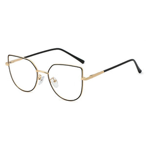 48186 Cat Eye Anti BLue Light Metal Glasses Frames Men Women Optical  Computer Glasses