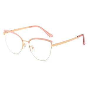 48193 Vintage Cat Eye Anti-blue Light Metal Glasses Frames Men Women Optical  Computer Glasses