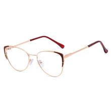Carica l&#39;immagine nel visualizzatore di Gallery, 48221 Cat Eye Metal Glasses Frames Anti-blue Light Ultralight  Women Optical Computer Glasses