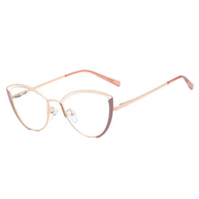 Carica l&#39;immagine nel visualizzatore di Gallery, 48222 Occhiali da computer ottici da donna con montatura in metallo ultraleggera Cat Eye anti-luce blu 