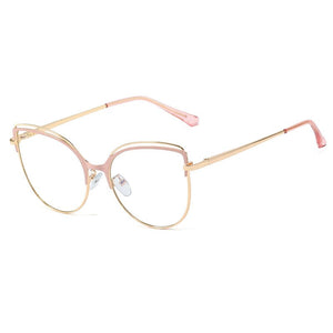 48233 Anti Blue Light Cat Eye Metal Frames Men Women Optical Computer Glasses