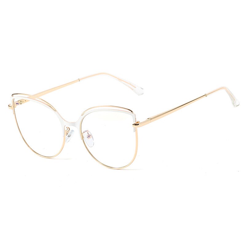48233 Anti Blue Light Cat Eye Metal Frames Men Women Optical Computer Glasses