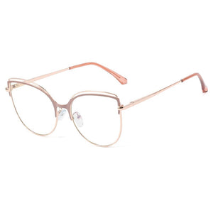 48233 Anti Blue Light Cat Eye Metal Frames Men Women Optical Computer Glasses