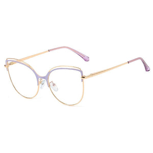 48233 Anti Blue Light Cat Eye Metal Frames Men Women Optical Computer Glasses