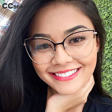 Load image into Gallery viewer, 48233 Oversized Cat Eye Anti Blue Light Metal Glasses Frames Women Optical Computer Glasses