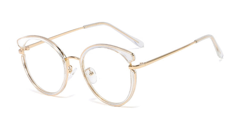 48238 Round Anti-blue Light Cat Eye Metal Glasses Frames Men Women Optical Computer EyeGlasses