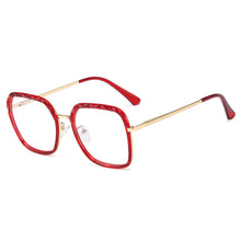 Load image into Gallery viewer, 48246 Oversized Square Anti Blue Light Crystal Cutting Glasses Frames Women Optical Computer Glasses