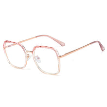 Load image into Gallery viewer, 48246 Oversized Square Anti Blue Light Crystal Cutting Glasses Frames Women Optical Computer Glasses