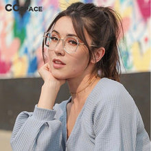 Load image into Gallery viewer, 48265 Plastic Titanium Glasses Frames Anti Blue Cat Eye Women Optical Computer Glasses