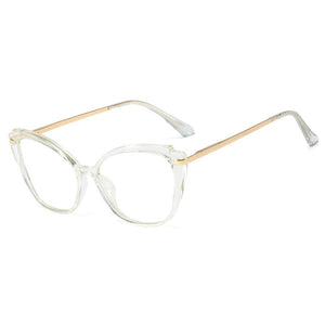 Plastic Titanium Anti Blue Glasses Frames Cat Eye Women Optical Fashion Computer Glasses