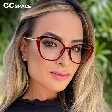 Plastic Titanium Anti Blue Glasses Frames Cat Eye Women Optical Fashion Computer Glasses