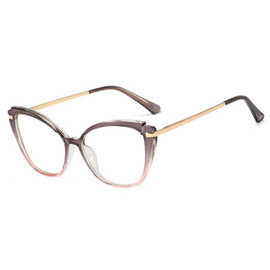 Plastic Titanium Anti Blue Glasses Frames Cat Eye Women Optical Fashion Computer Glasses