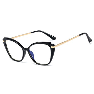 Plastic Titanium Anti Blue Glasses Frames Cat Eye Women Optical Fashion Computer Glasses