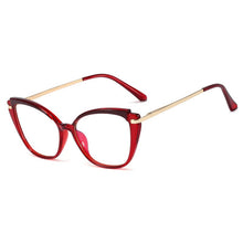Load image into Gallery viewer, Plastic Titanium Anti Blue Glasses Frames Cat Eye Women Optical Fashion Computer Glasses