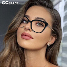 Load image into Gallery viewer, 48280 Plastic Titanium Cat Eye Anti Blue Light Optical Glasses Frames Women Diamond TR90 Computer Eyeglasses