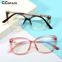 Load image into Gallery viewer, 48280 Plastic Titanium Cat Eye Anti Blue Light Optical Glasses Frames Women Diamond TR90 Computer Eyeglasses