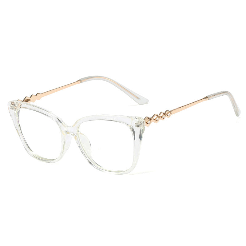 48280 Plastic Titanium Cat Eye Anti Blue Light Optical Glasses Frames Women Diamond TR90 Computer Eyeglasses