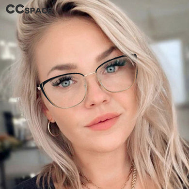 48286 Cat Eye Anti Blue Light Optical Glasses Frames Metal Women Men TR90 Computer Eyeglasses