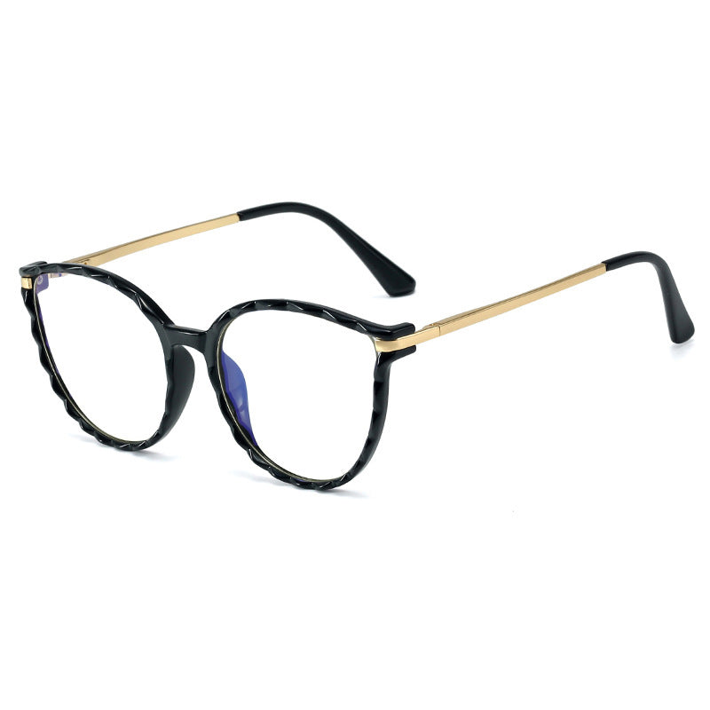 48287 Plastic Titanium Oversized Cat Eye Anti Blue Light Glasses Frames Women TR90 Computer Eyeglasses