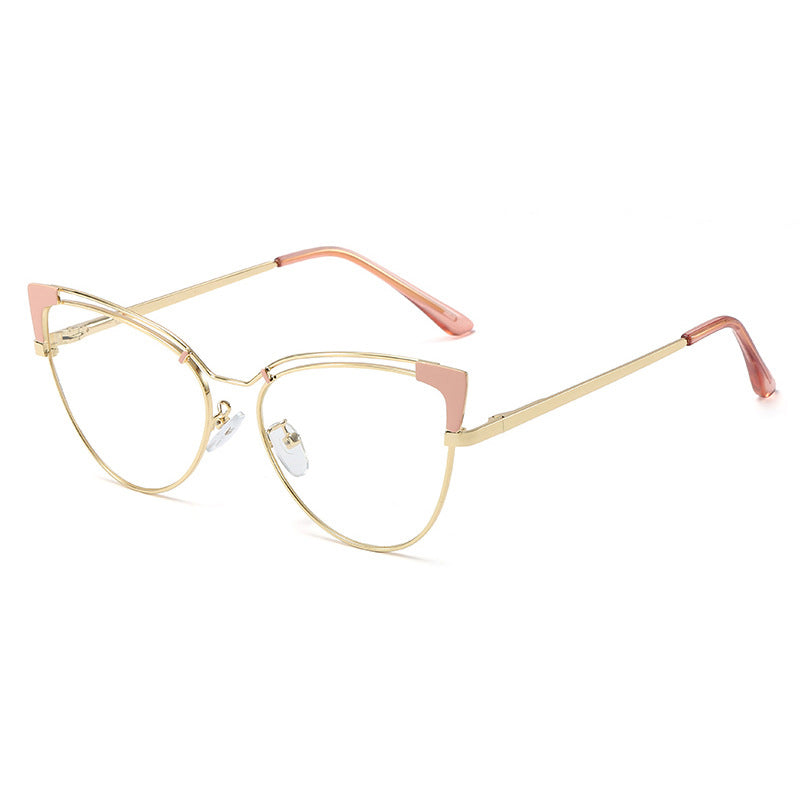 48297 Cat Eye Metal Optical Glasses Frames Anti Blue Light Men Women Computer Eyeglasses