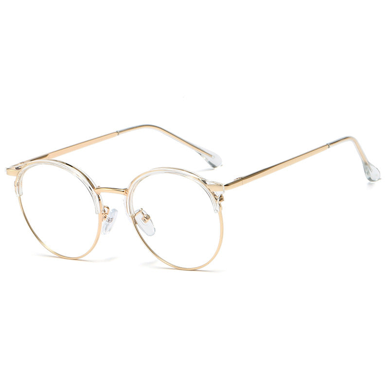 48300 Anti Blue Light Round Glasses Frames Women TR90 Computer Eyeglasses