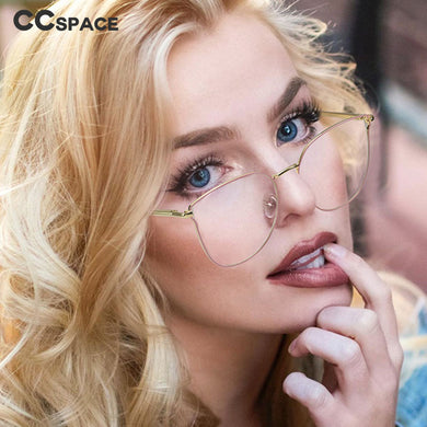 48303 For Women Anti Blue Light Metal Glasses Frames Oversized Computer Eyeglasses