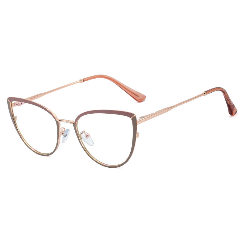 48317 Cat Eye Anti Blue Light Lady Optical Glasses Frames Women Stitching Color Computer Eyeglasses