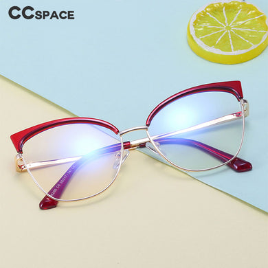 48327 Cat Eye Anti Blue Light Optical Metal Glasses Frames Women Tr90 Computer Eyeglasses