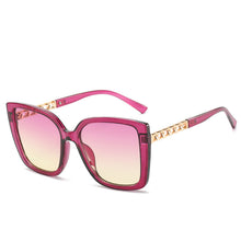 Load image into Gallery viewer, 49042 Square Sunglasses Cat Eye  Chain Women Shades Uv400 Vintage Glasses