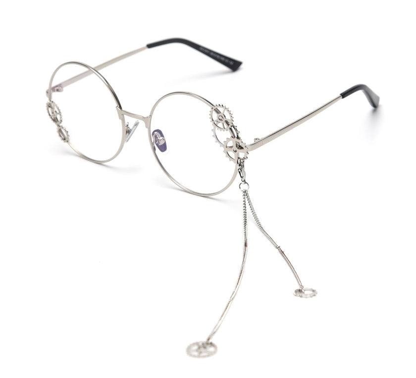 49046 Round Polarized  Sunglasses Gear Chain Men Women Shades UV400 Vintage Glasses