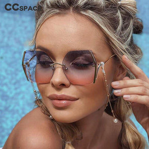 49066 Rimless Square  Sunglasses Women Shades UV400 Vintage Glasses