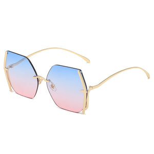 49066 Rimless Square  Sunglasses Women Shades UV400 Vintage Glasses