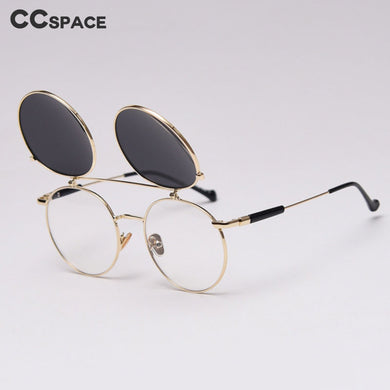 49099 SteamPunk Round Polarized Flip Sunglasses Men Women Shades UV400 Vintage Glasses