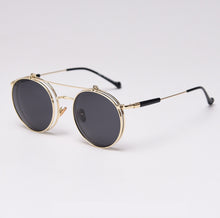 Load image into Gallery viewer, 49099 SteamPunk Round Polarized Flip Sunglasses Men Women Shades UV400 Vintage Glasses