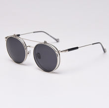 Load image into Gallery viewer, 49099 SteamPunk Round Polarized Flip Sunglasses Men Women Shades UV400 Vintage Glasses