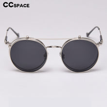 Load image into Gallery viewer, 49099 SteamPunk Round Polarized Flip Sunglasses Men Women Shades UV400 Vintage Glasses